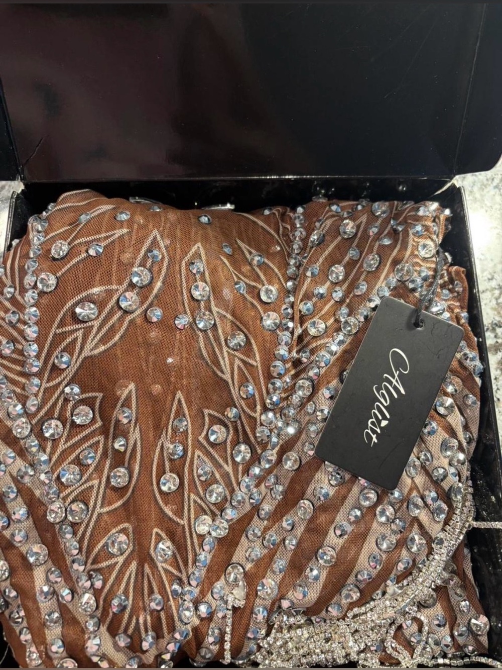 Alglist Gorgeous Brown Embellished Evening Dress by